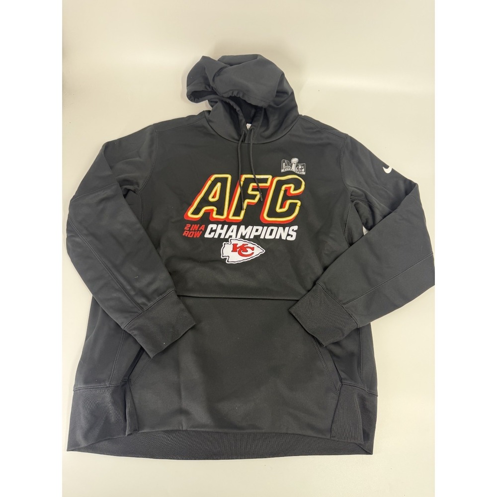Nike Kansas City Chiefs Black Hoodie Mens Size Medium M New 2 In A Row